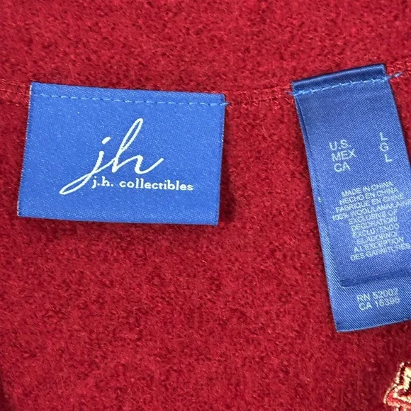 Deep Red -Cardigan Sweater/CAR COAT Size L- GREAT FOR HOLIDAYS-holiday-core - Picture 3 of 12